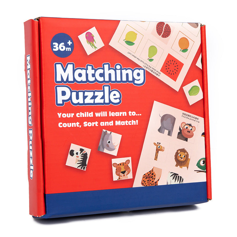 Montessori Wooden Animal & Fruit Matching Puzzle Boards