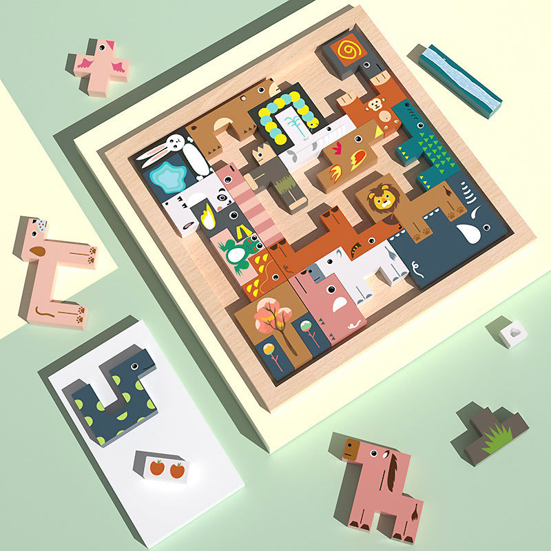 Wooden Vehicle Tetris Puzzle Blocks