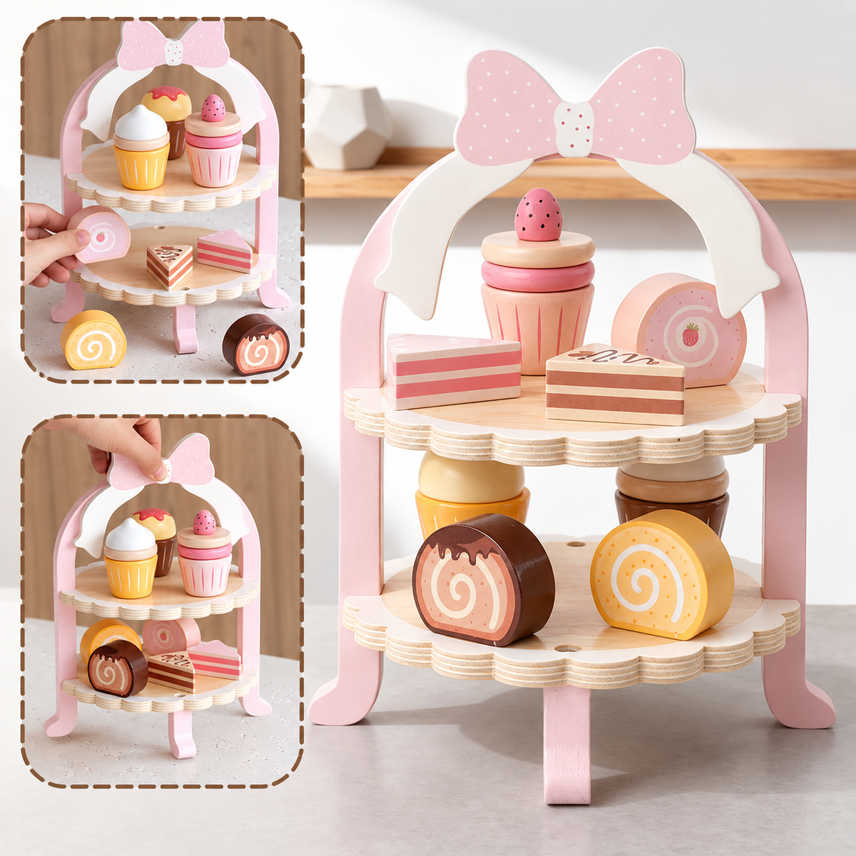 Wooden Dessert Stand Play Set