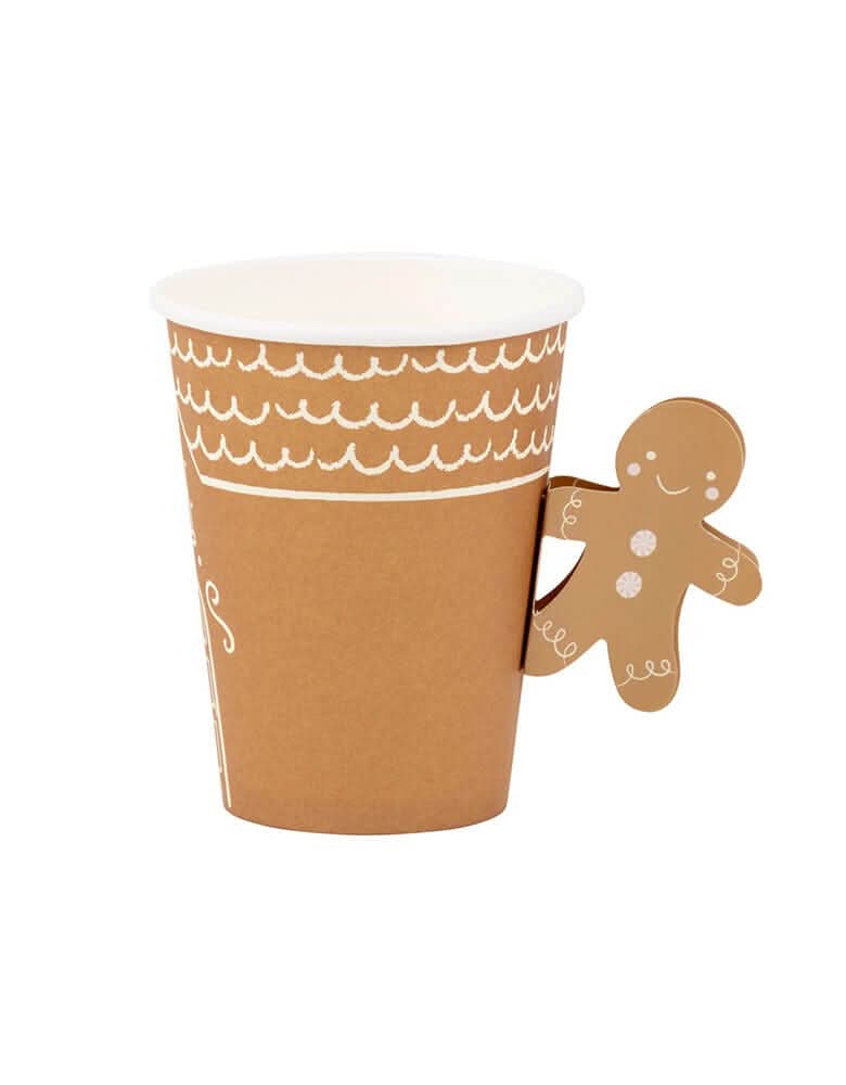 Gingerbread Paper Cups with Handles – 12 oz Holiday Set of 8
