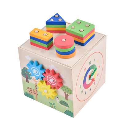 Wooden Multifunctional Shape Sorting Activity Cube