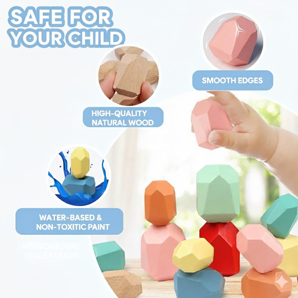 Wooden Balance Stones – Motor Skills Development (26pcs)