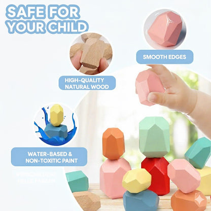 Wooden Balance Stones – Motor Skills Development (26pcs)