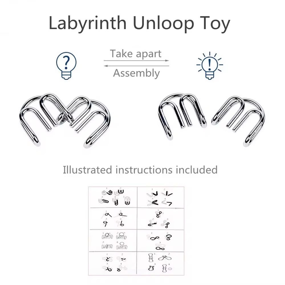 Interactive Metal Logic Puzzle 8-Piece set