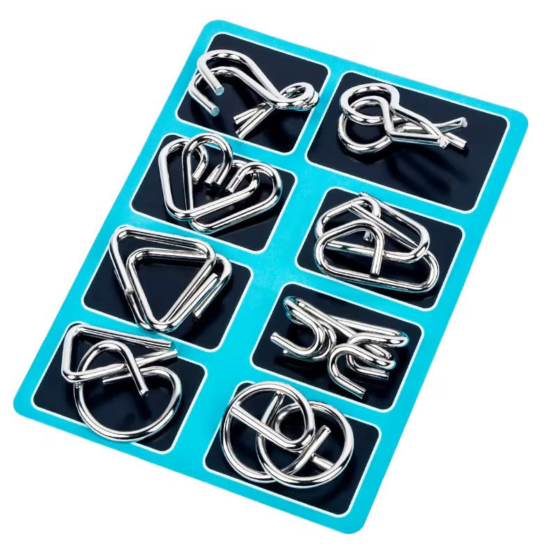 Interactive Metal Logic Puzzle 8-Piece set