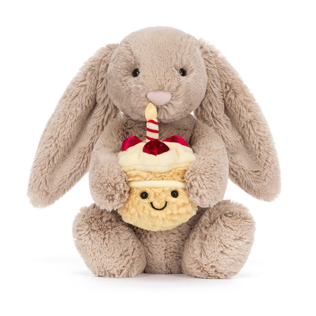 Jellycat Bashful Beige Bunny 'Birthday' Medium, 31cm