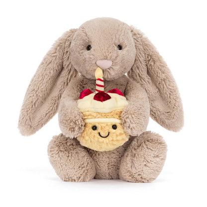 Jellycat Bashful Beige Bunny 'Birthday' Medium, 31cm