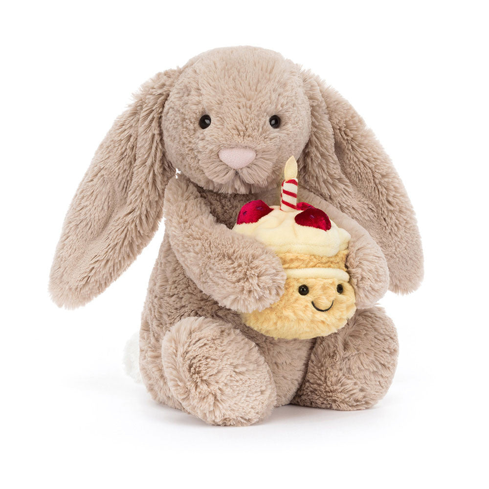 Jellycat Bashful Beige Bunny 'Birthday' Medium, 31cm