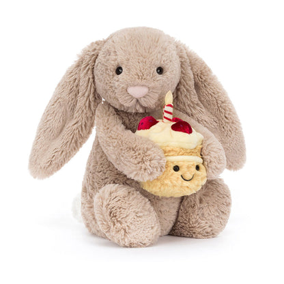 Jellycat Bashful Beige Bunny 'Birthday' Medium, 31cm