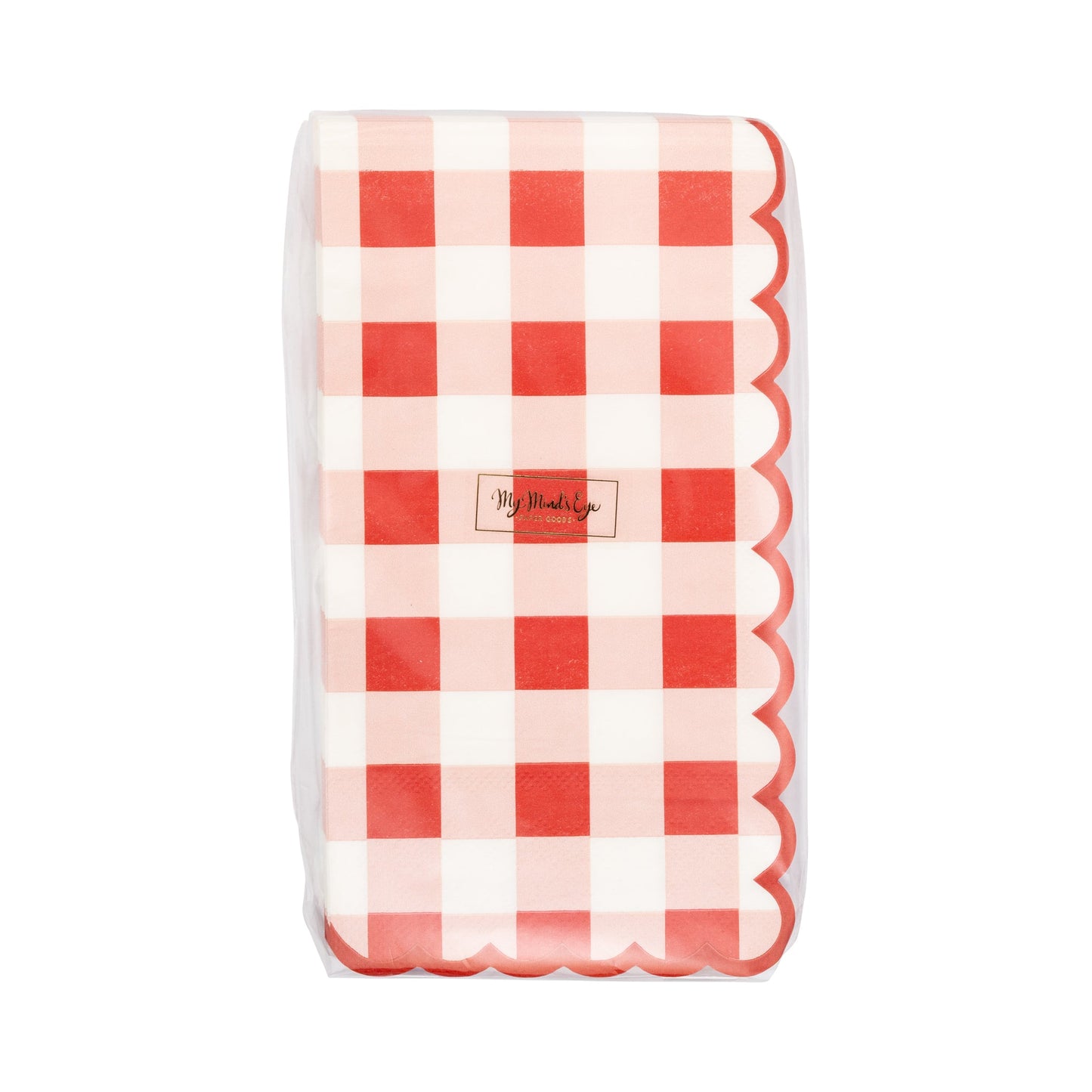 Red Gingham Scallop Paper Napkins, 24 ct