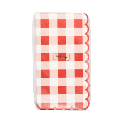 Red Gingham Scallop Paper Napkins, 24 ct