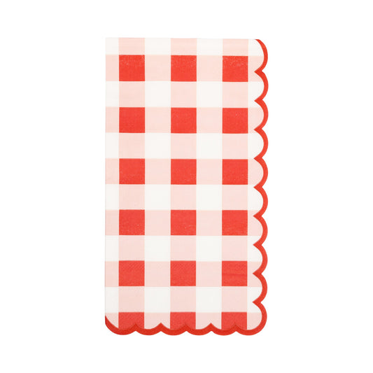 Red Gingham Scallop Paper Napkins, 24 ct