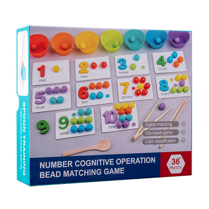 Number cognitive operation bead matching game retail box