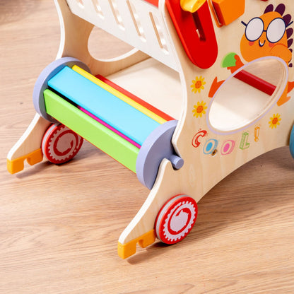 Wooden Toddler Shopping Cart & Push Walker Toy