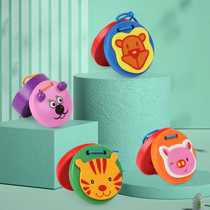 Wooden Cartoon Animal Musical Clapper Set for Kids