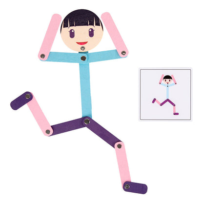 Wooden Poseable Stick Figure Activity & Imitation Toy