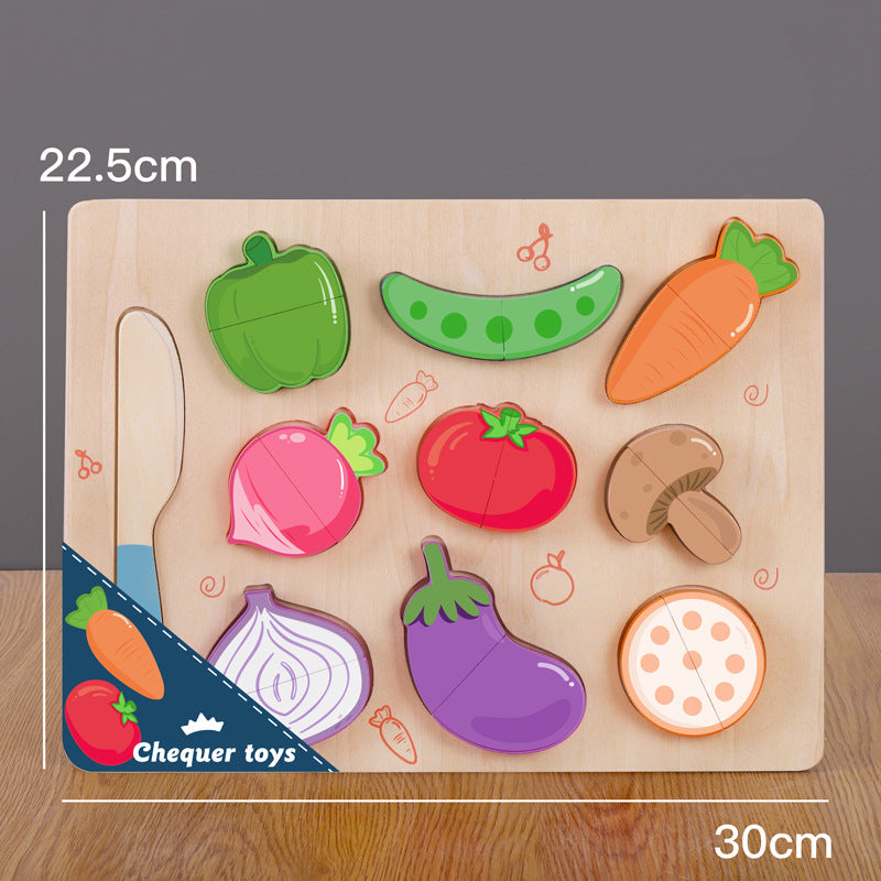 Wooden Fruit & Vegetable Cutting Puzzle Board