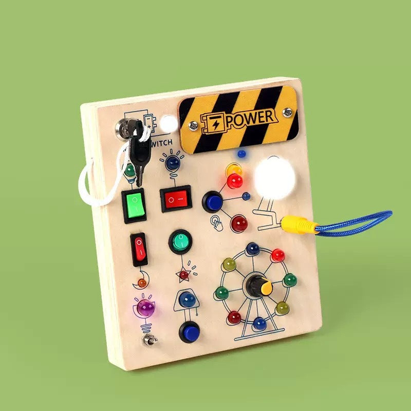 Wooden LED Busy Board with Switches & Lights