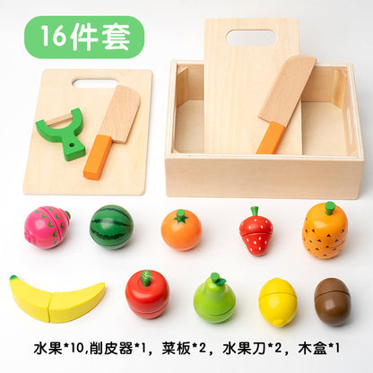 Wooden Fruit & Vegetable Cutting Kitchen Play Set