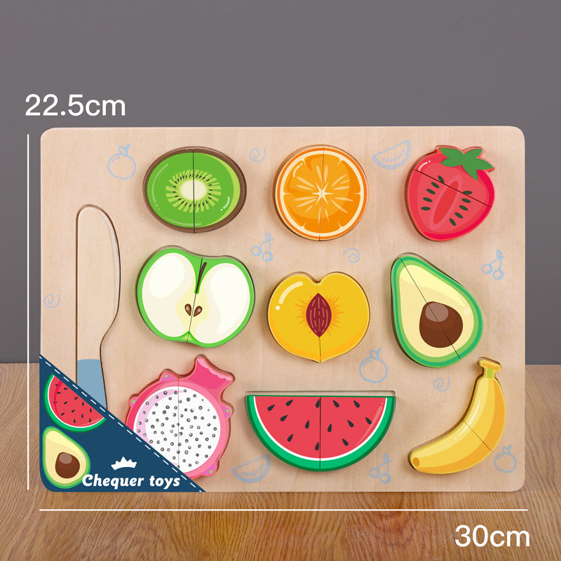 Wooden Fruit & Vegetable Cutting Puzzle Board