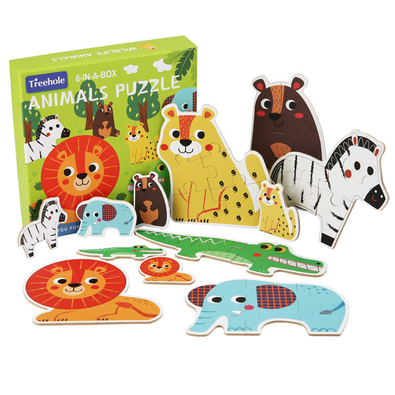 Forest animal wooden puzzle set with assorted animal designs