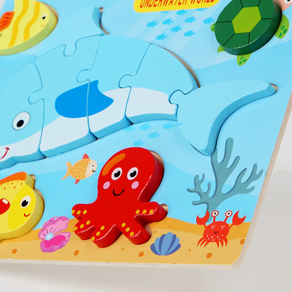 Wooden 3D Animal & Vehicle Puzzle Board Set for Kids