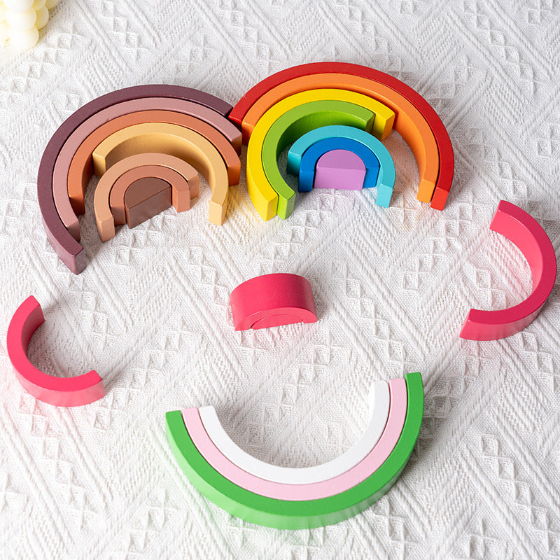 Montessori Wooden Rainbow Stacking & Color Learning Blocks