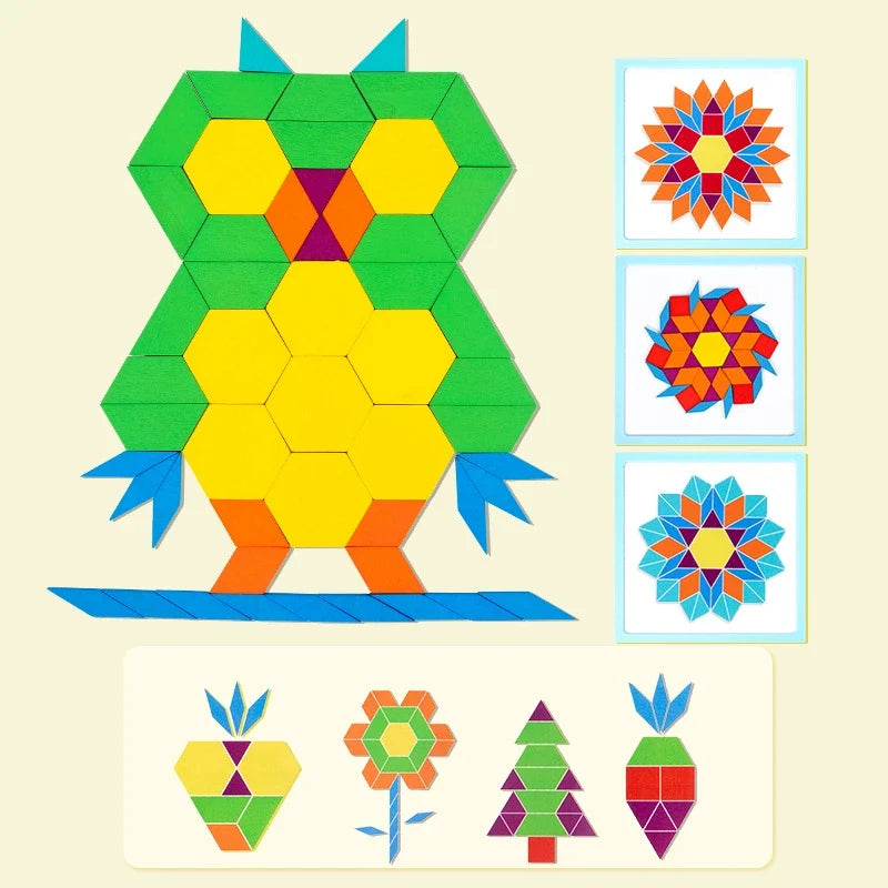 196-Piece Wooden Magnetic Geometry Puzzle Set