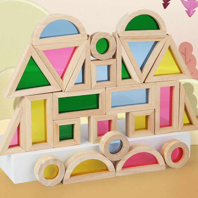Wooden Rainbow Acrylic Light & Shadow Building Blocks