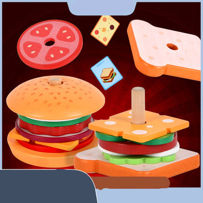 Wooden Hamburger & Sandwich Pretend Play Food Set
