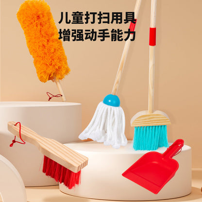 Wooden Kids Cleaning Set with Broom, Mop & Dustpan
