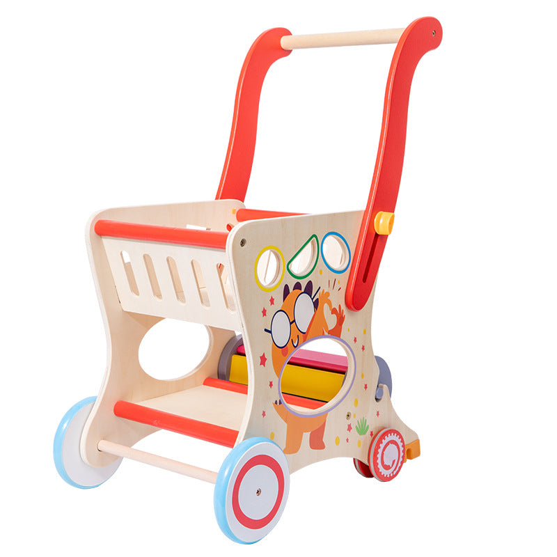 Wooden Toddler Shopping Cart & Push Walker Toy