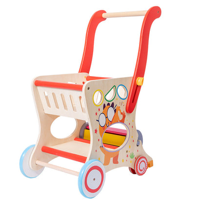 Wooden Toddler Shopping Cart & Push Walker Toy