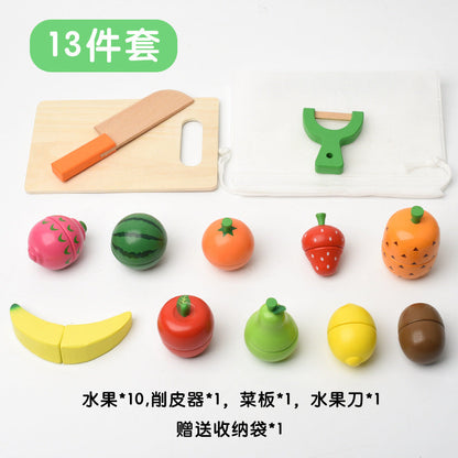 Wooden Fruit & Vegetable Cutting Kitchen Play Set