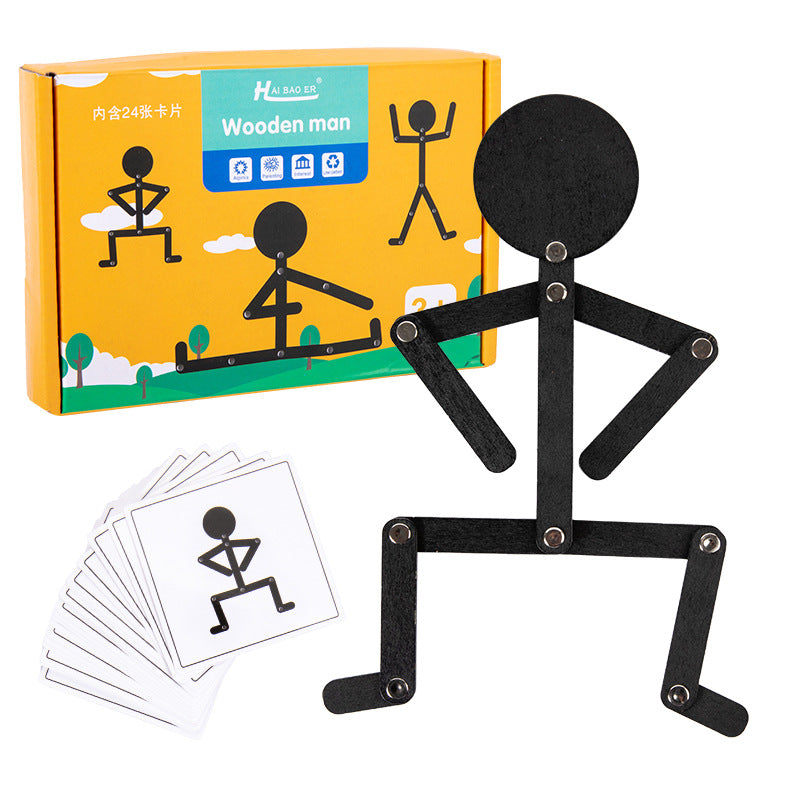 Wooden Poseable Stick Figure Activity & Imitation Toy