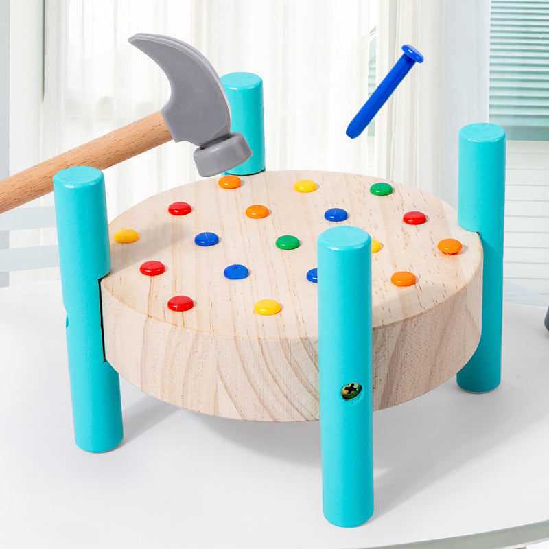 Wooden pounding table toy angled product view