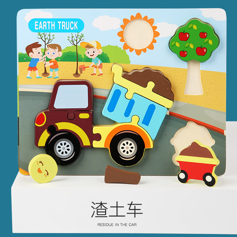 Wooden 3D Animal & Vehicle Puzzle Board Set for Kids