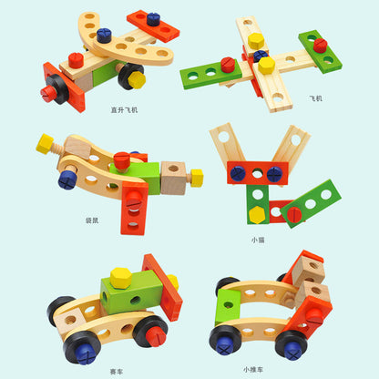 Wooden Portable Kids Repair Tool Box Set