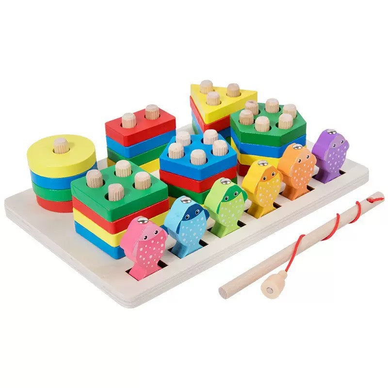 Wooden Geometric Shape & Color Matching Stacking Toy