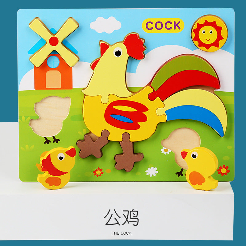 Wooden 3D Animal & Vehicle Puzzle Board Set for Kids