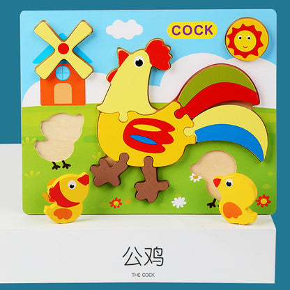 Wooden 3D Animal & Vehicle Puzzle Board Set for Kids