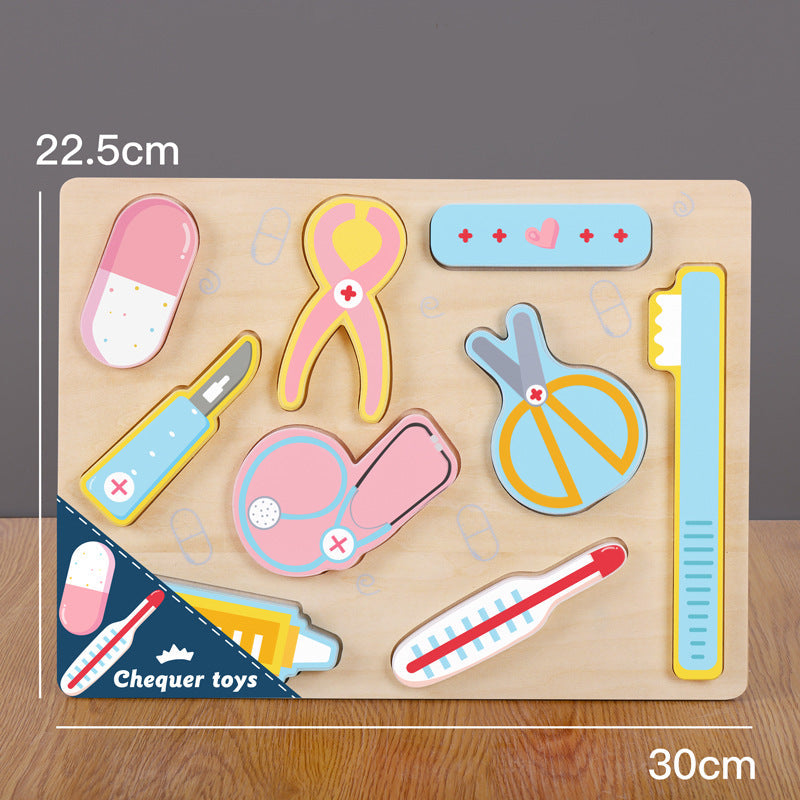 Wooden Fruit & Vegetable Cutting Puzzle Board