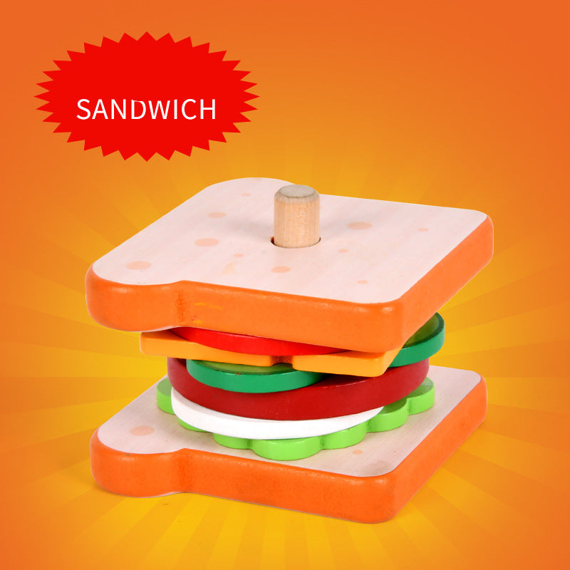 Wooden Hamburger & Sandwich Pretend Play Food Set
