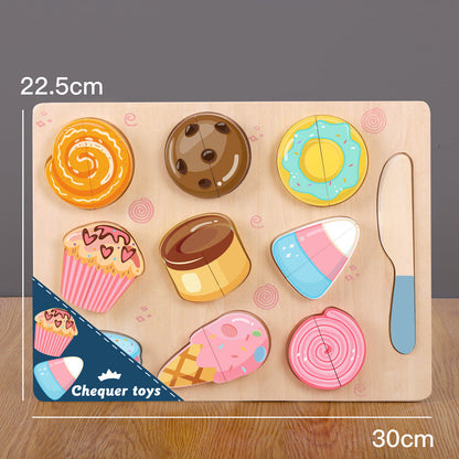 Wooden Fruit & Vegetable Cutting Puzzle Board