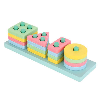 Wooden Geometric Shape & Color Matching Stacking Toy