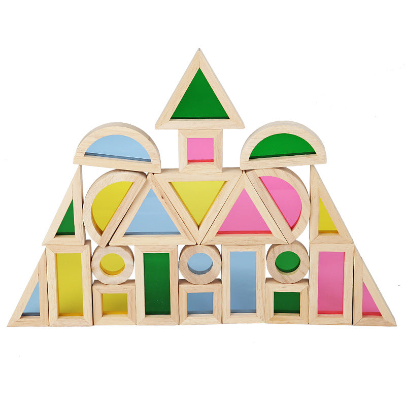 Wooden Rainbow Acrylic Light & Shadow Building Blocks