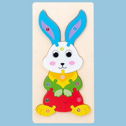 Rabbit wooden numbered puzzle close view