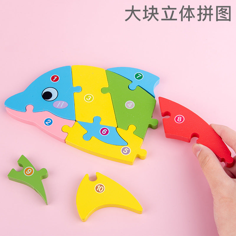 Colourful 3D wooden vehicle puzzle example