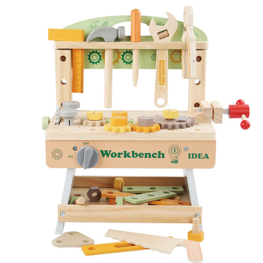 Wooden Kids Workbench Tool Set with Nuts & Gears
