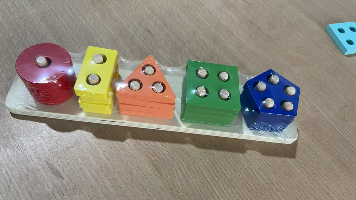 Wooden Geometric Shape & Color Matching Stacking Toy